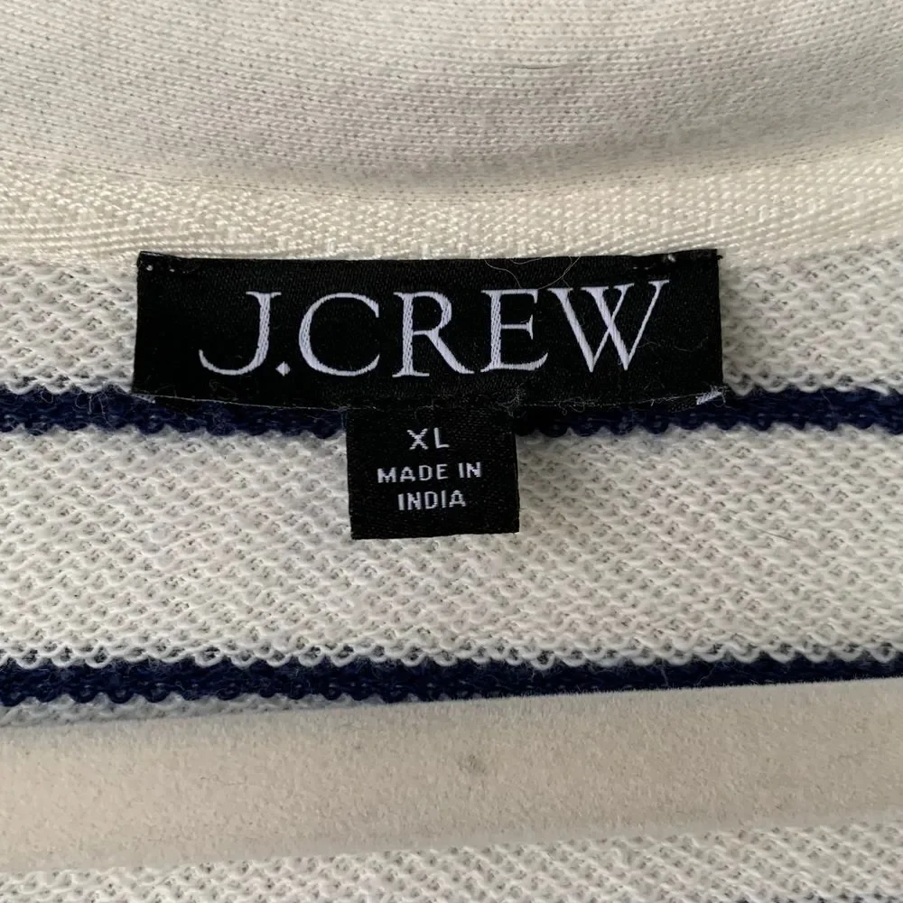 J. Crew‎ University Terry v-neck polo shirt in navy/winter white. Size XL